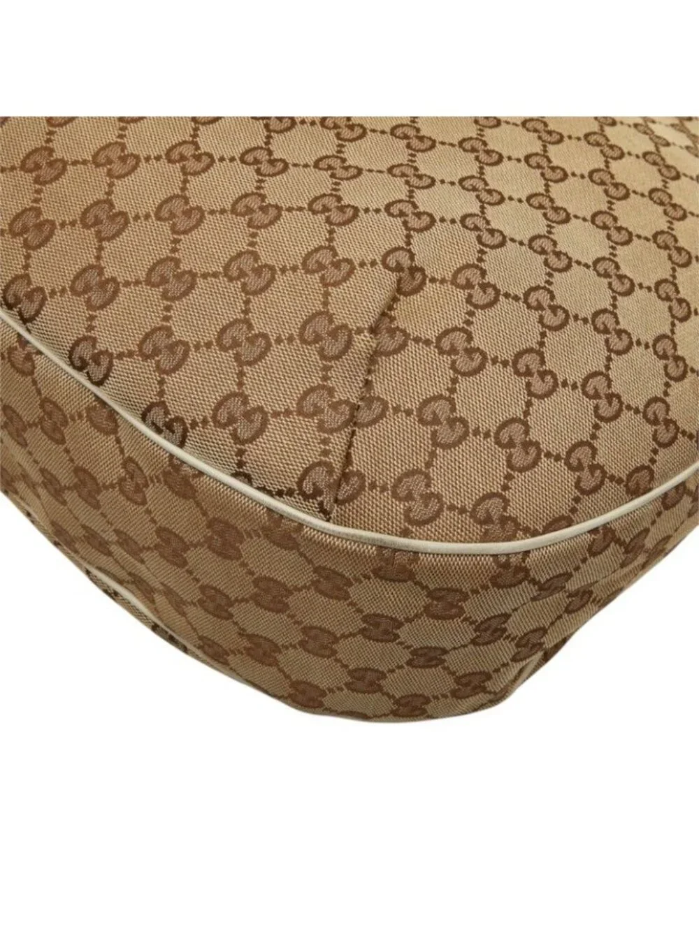 Gucci GG Canvas Sherry Line Shoulder Bag Beige White